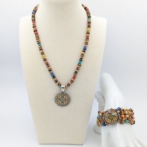 Carolyn Pollack 925 Stone Necklace and Bracelet Set